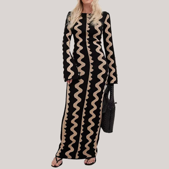 Maxi jurk Dames | Statement Zigzag Print & Comfortabele Pasvorm