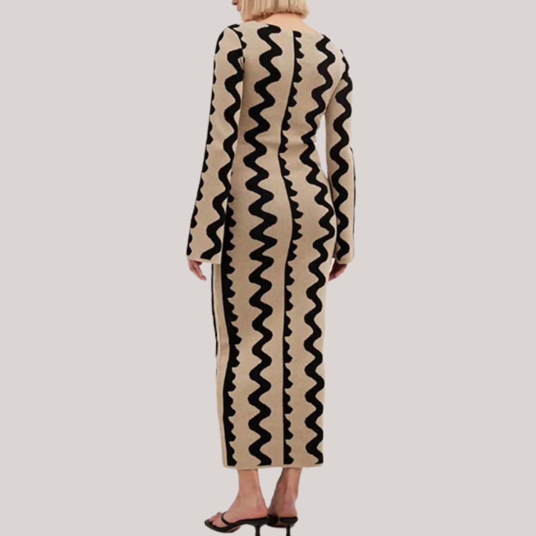 Maxi jurk Dames | Statement Zigzag Print & Comfortabele Pasvorm