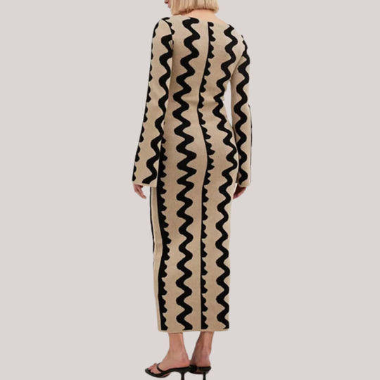 Maxi jurk Dames | Statement Zigzag Print & Comfortabele Pasvorm