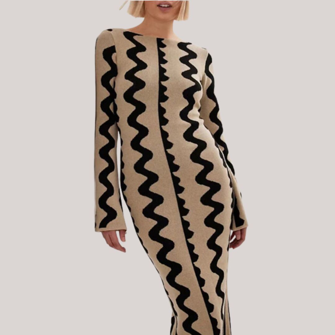 Maxi jurk Dames | Statement Zigzag Print & Comfortabele Pasvorm