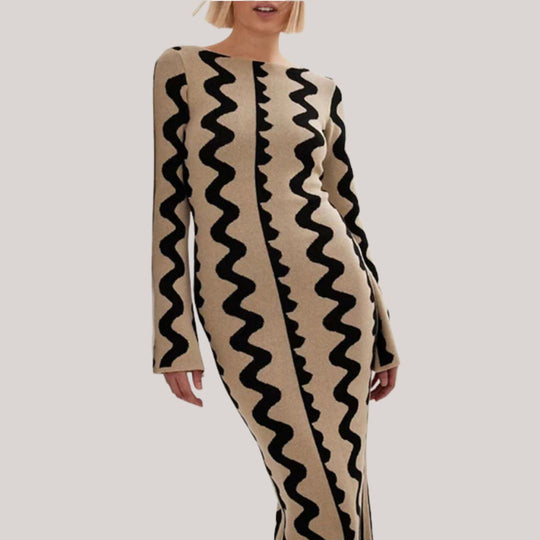 Maxi jurk Dames | Statement Zigzag Print & Comfortabele Pasvorm
