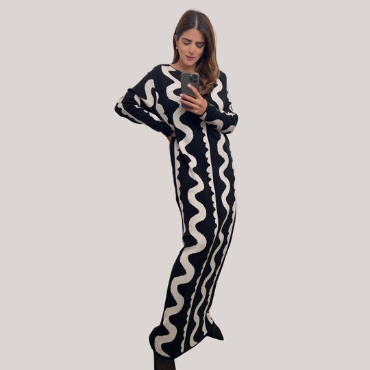 Maxi jurk Dames | Statement Zigzag Print & Comfortabele Pasvorm