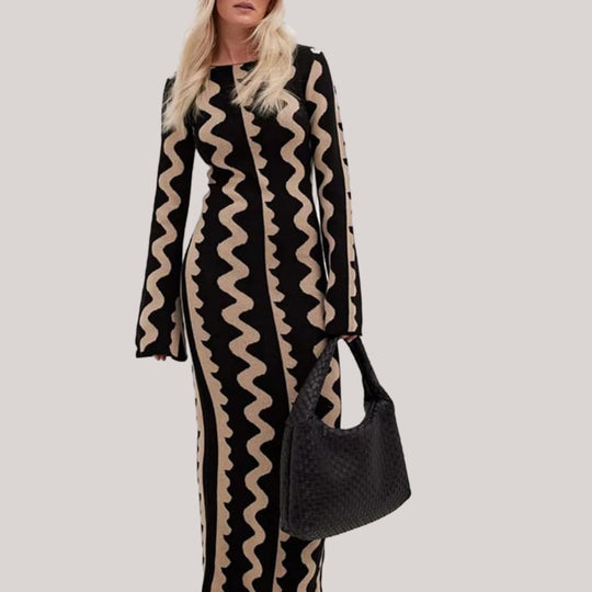 Maxi jurk Dames | Statement Zigzag Print & Comfortabele Pasvorm