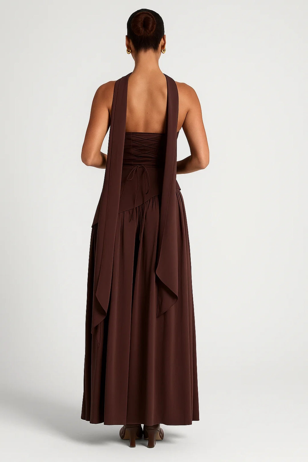Maxi jurk | Strapless Halterband & Hoge Split