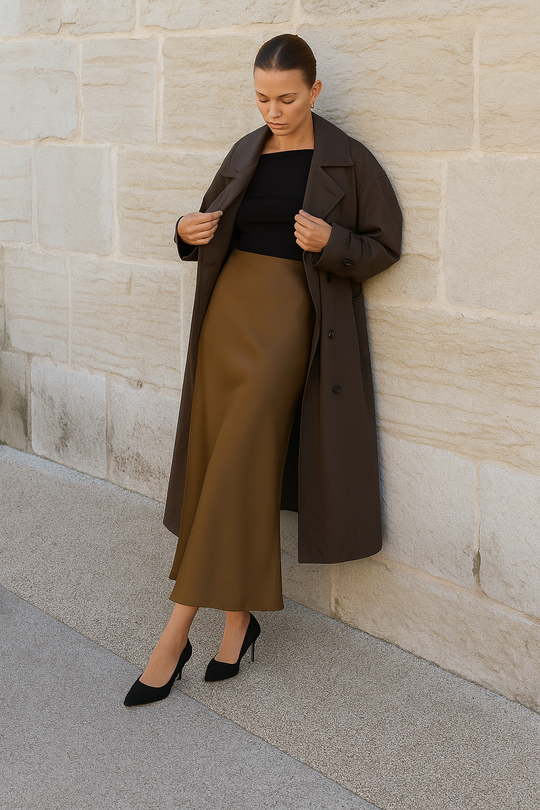 Maxi rok Dames | Subtiele Glans & Soepele Valling