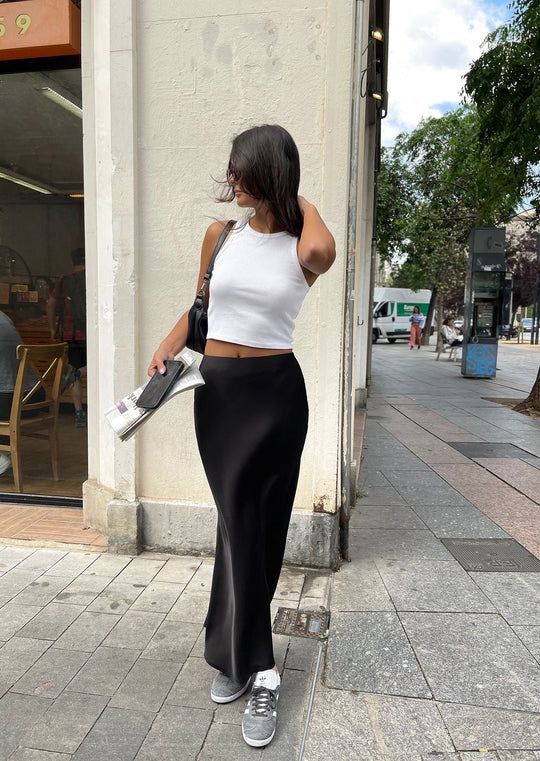Maxi rok Dames | Subtiele Glans & Soepele Valling