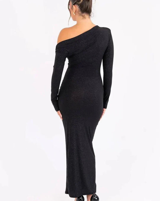 Maxijurk Dames | One-Shoulder & Glinsterende Party Look | Avondjurk