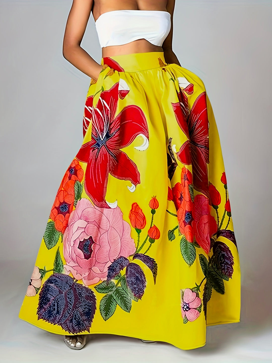 Maxirock Damen mit Hoher Taille und Blumenprint – Agatha