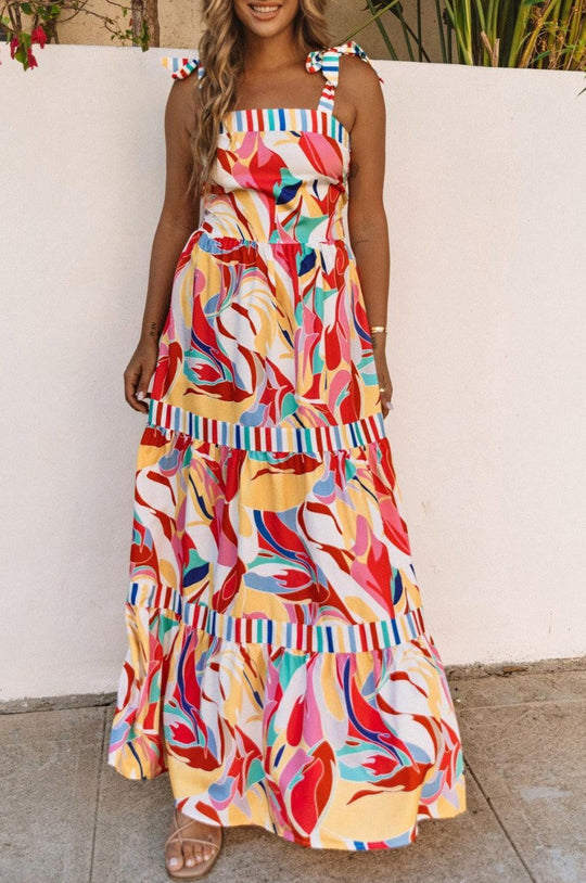 Mehrfarbiges Maxi-Sommerkleid Damen - Vergie