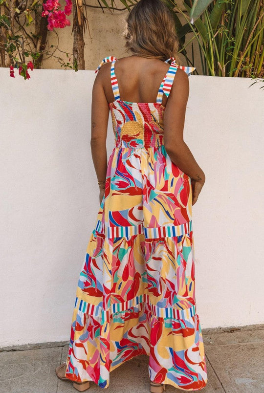 Mehrfarbiges Maxi-Sommerkleid Damen - Vergie
