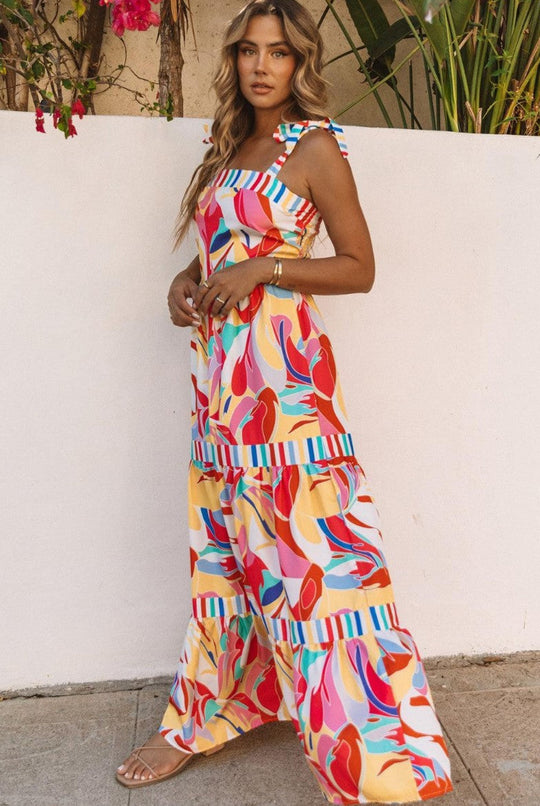 Mehrfarbiges Maxi-Sommerkleid Damen - Vergie