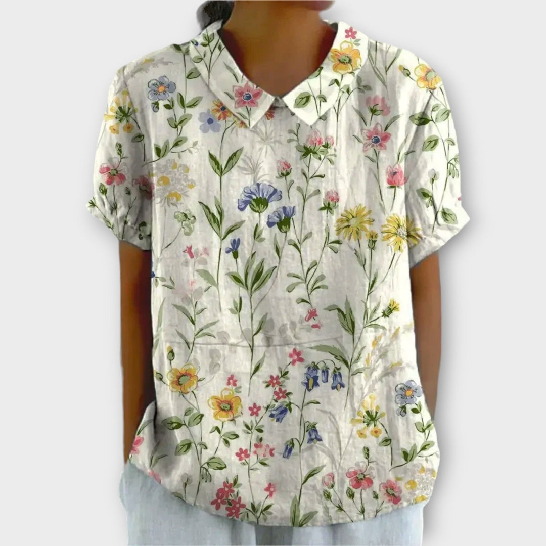 Michelle | Floral Elegance Zomerblouse met Korte Mouwen 1