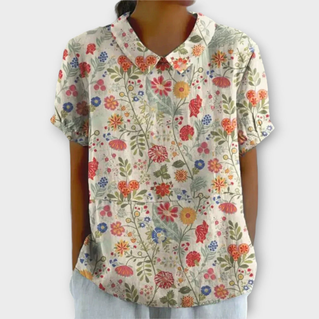 Michelle | Floral Elegance Zomerblouse met Korte Mouwen 2