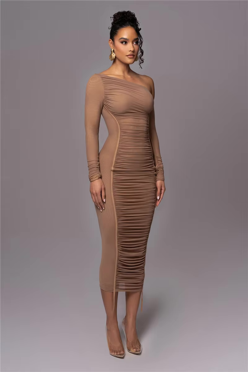 Midi-Bodycon-Kleid Damen mit Rüschen - Lillia 3