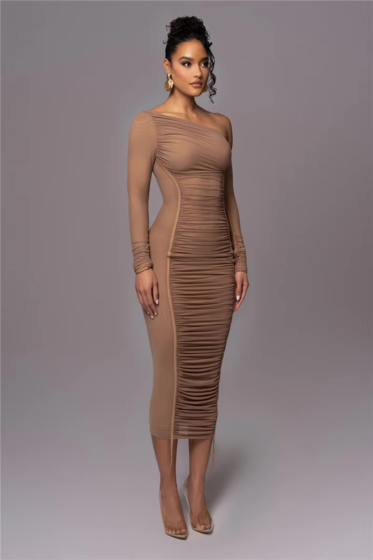 Midi-Bodycon-Kleid Damen mit Rüschen - Lillia 3