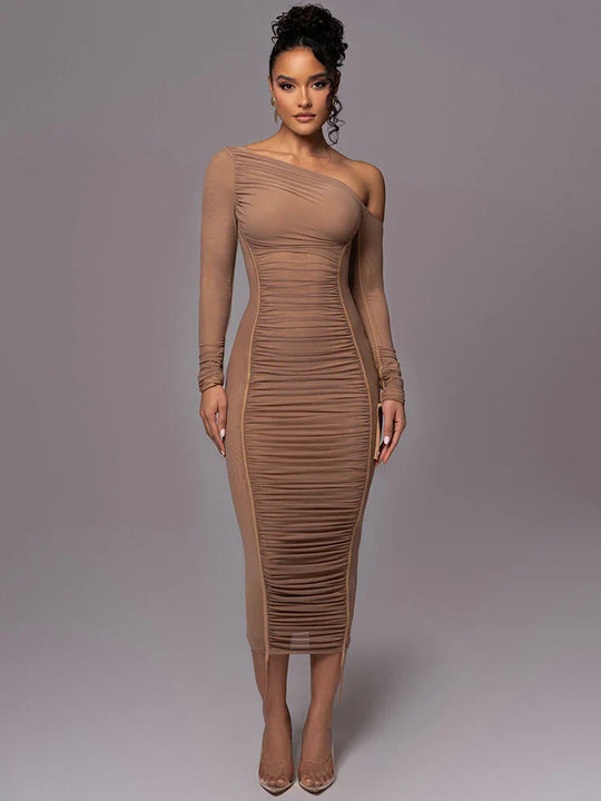 Midi-Bodycon-Kleid Damen mit Rüschen - Lillia 4