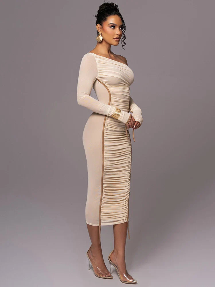 Midi-Bodycon-Kleid Damen mit Rüschen - Lillia 6