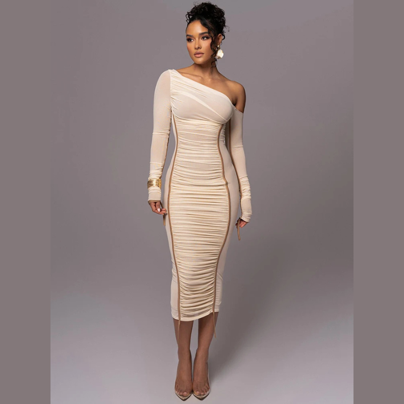 Midi-Bodycon-Kleid Damen mit Rüschen - Lillia 7
