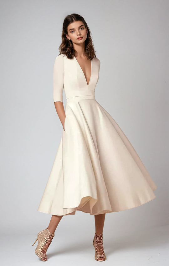 Midi-Cocktailkleid Damen mit V-Ausschnitt - Cecelia 2