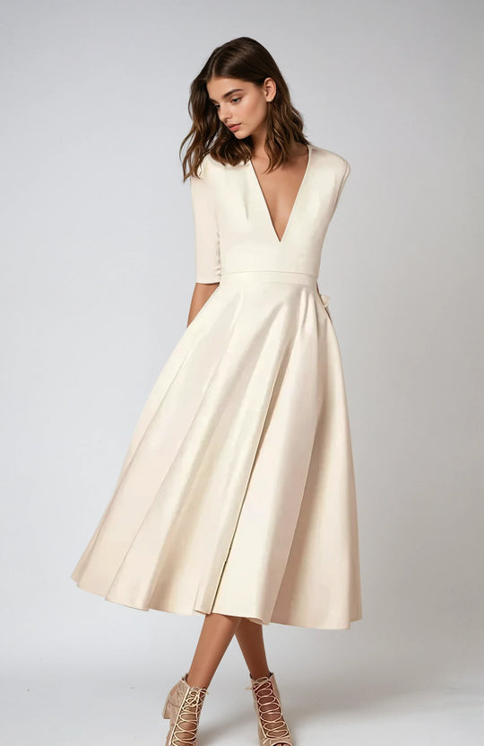 Midi-Cocktailkleid Damen mit V-Ausschnitt - Cecelia 4
