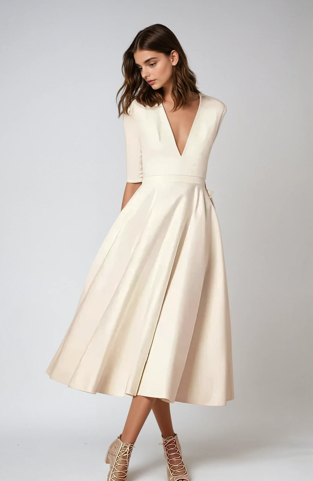 Midi-Cocktailkleid Damen mit V-Ausschnitt - Cecelia 1
