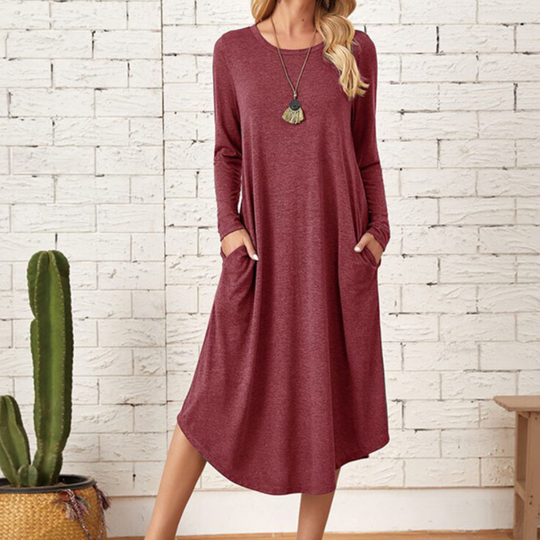 Midi-Hemdblusenkleid Damen mit Langen Ärmeln - Cassy 10