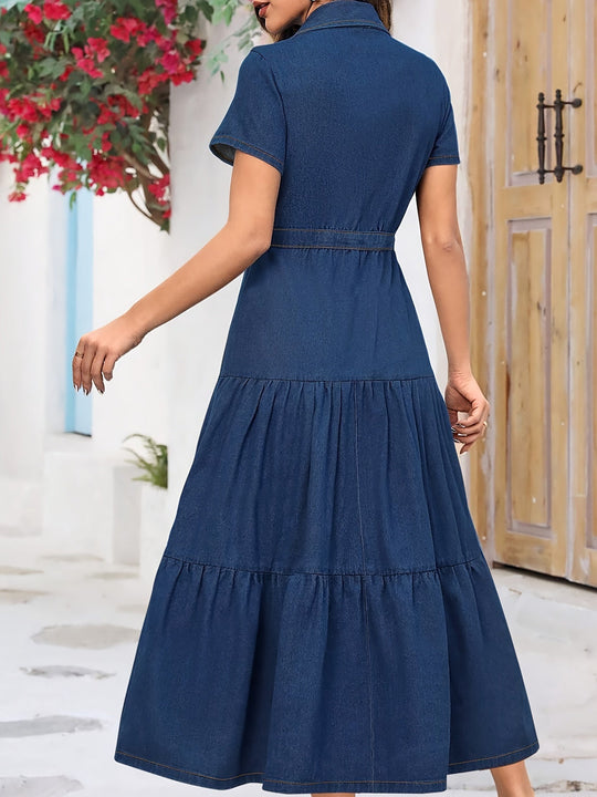 Midi-Jeanskleid Damen mit Knopfleiste - Lara 3