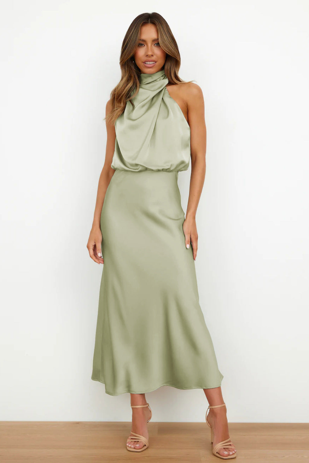 Midi Jurk Dames | Asymmetrische Halslijn & Flatterende Slim Fit