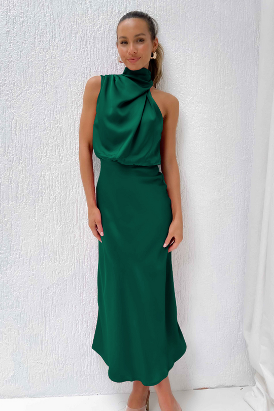 Midi Jurk Dames | Asymmetrische Halslijn & Flatterende Slim Fit