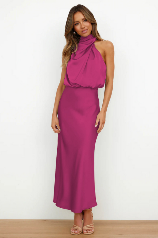 Midi Jurk Dames | Asymmetrische Halslijn & Flatterende Slim Fit
