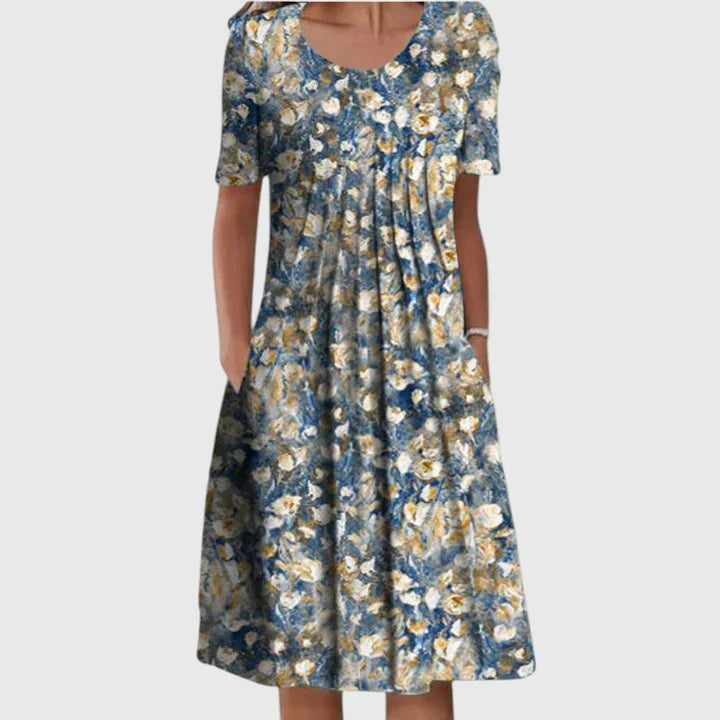 Midi Jurk Dames | Bloemenprint & Flatterende Losvallende Pasvorm