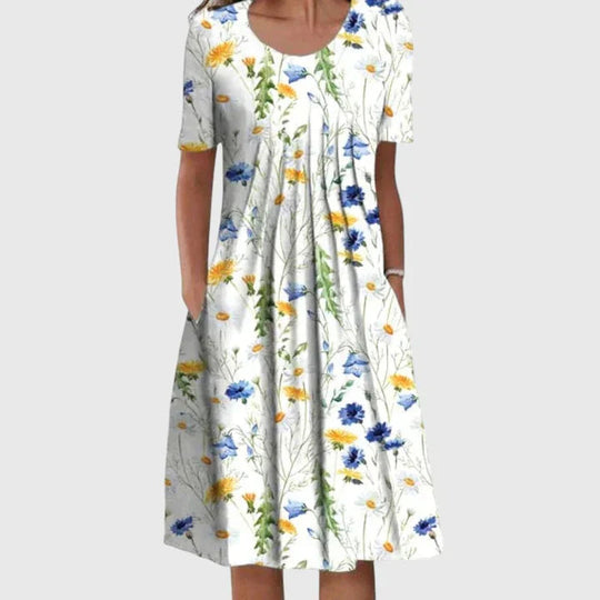 Midi Jurk Dames | Bloemenprint & Flatterende Losvallende Pasvorm