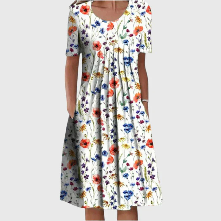 Midi Jurk Dames | Bloemenprint & Flatterende Losvallende Pasvorm