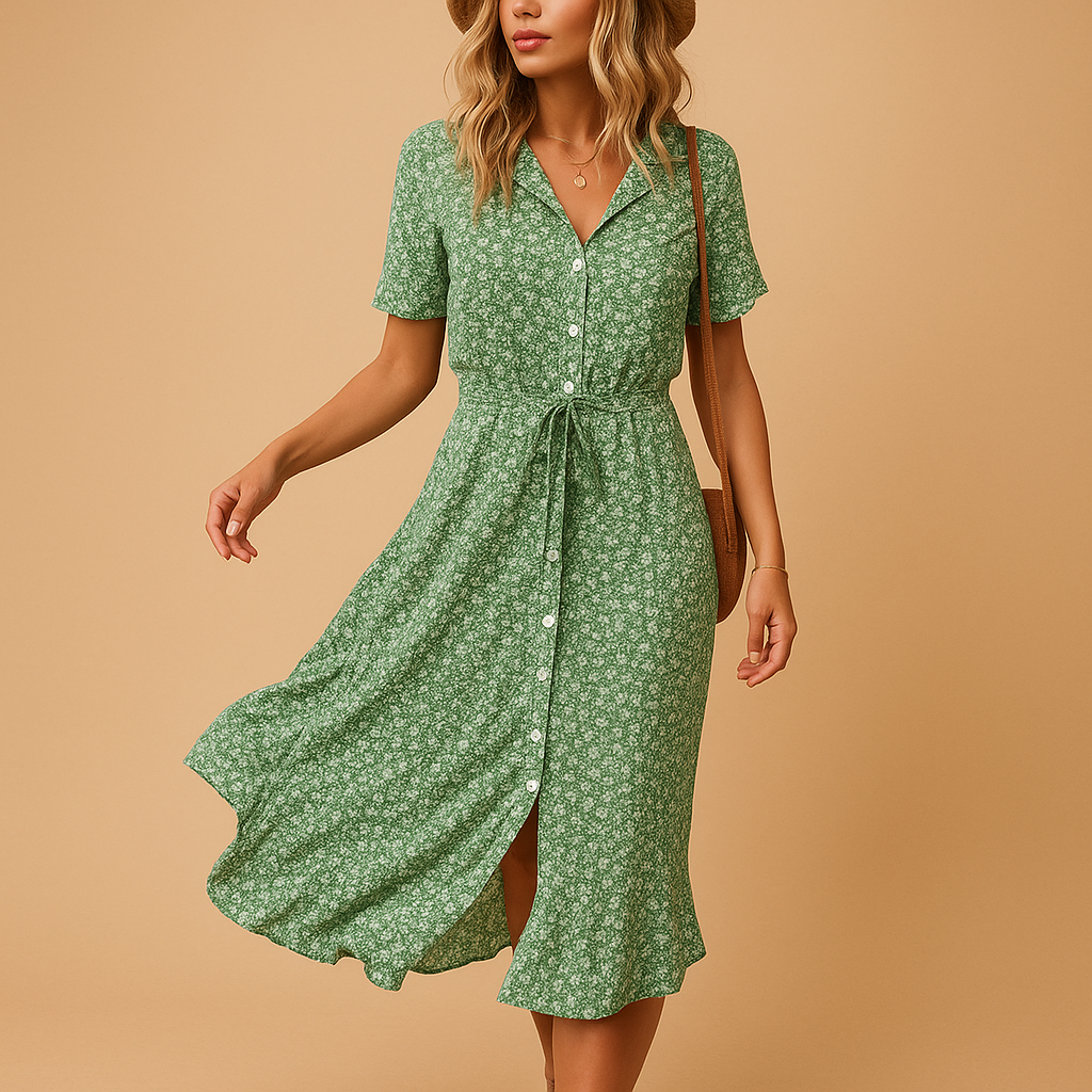 Midi Jurk Dames | Bloemenprint & Vrouwelijk Getailleerd