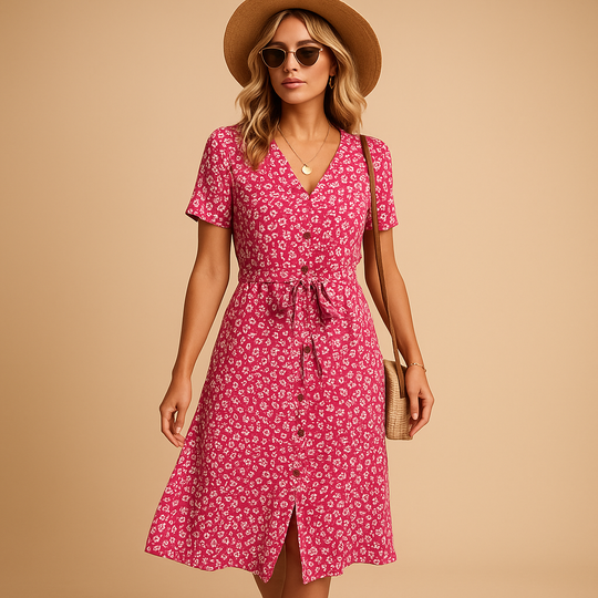 Midi Jurk Dames | Bloemenprint & Vrouwelijk Getailleerd