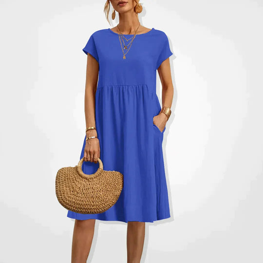 Midi Jurk Dames | Empire Taille & Handige Zakken