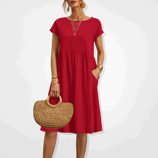 Midi Jurk Dames | Empire Taille & Handige Zakken