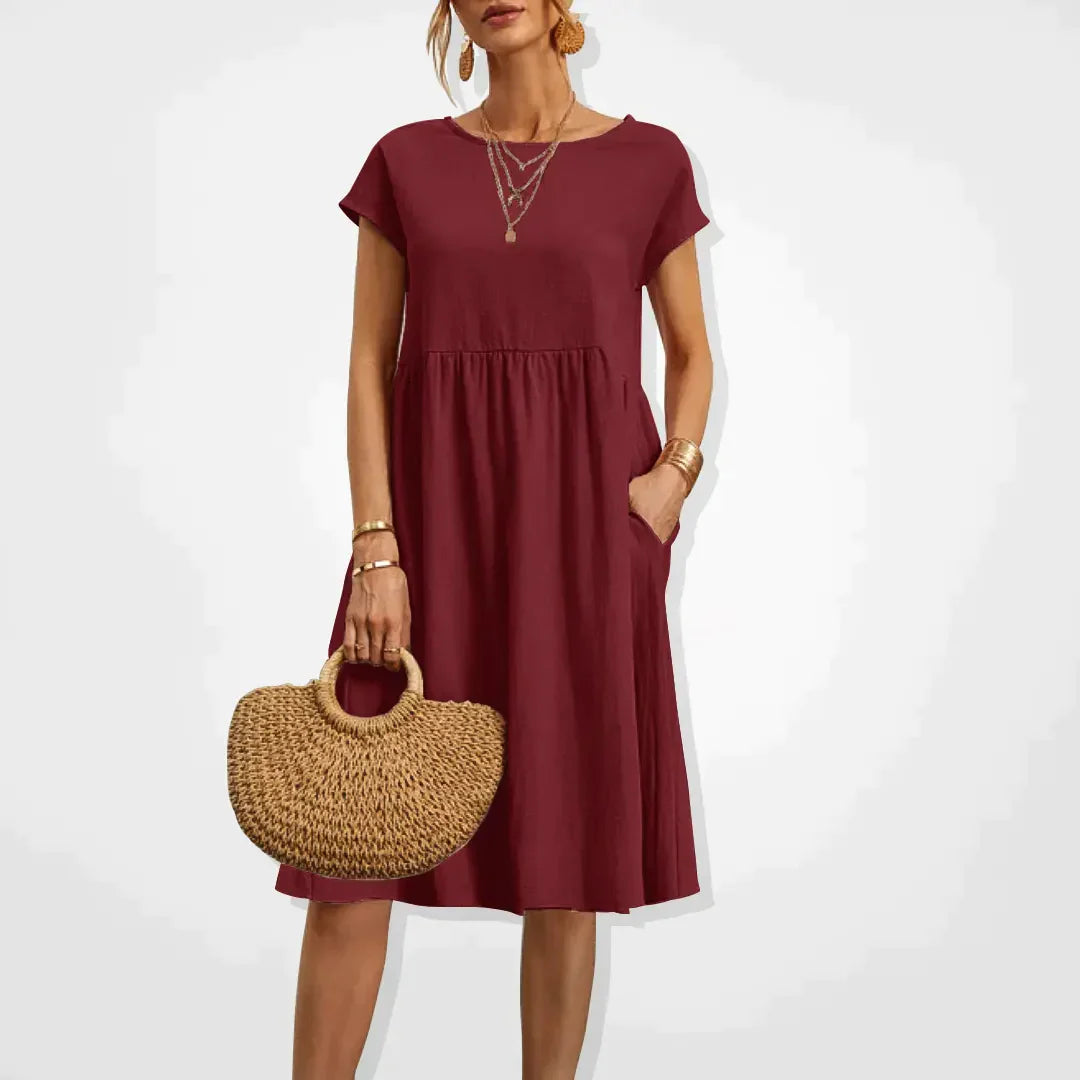 Midi Jurk Dames | Empire Taille & Handige Zakken