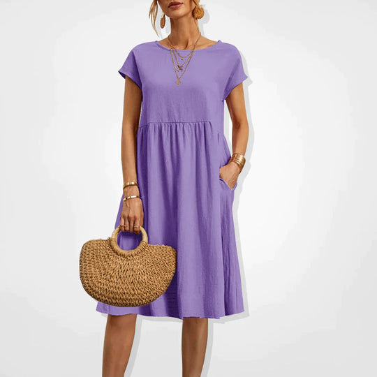 Midi Jurk Dames | Empire Taille & Handige Zakken