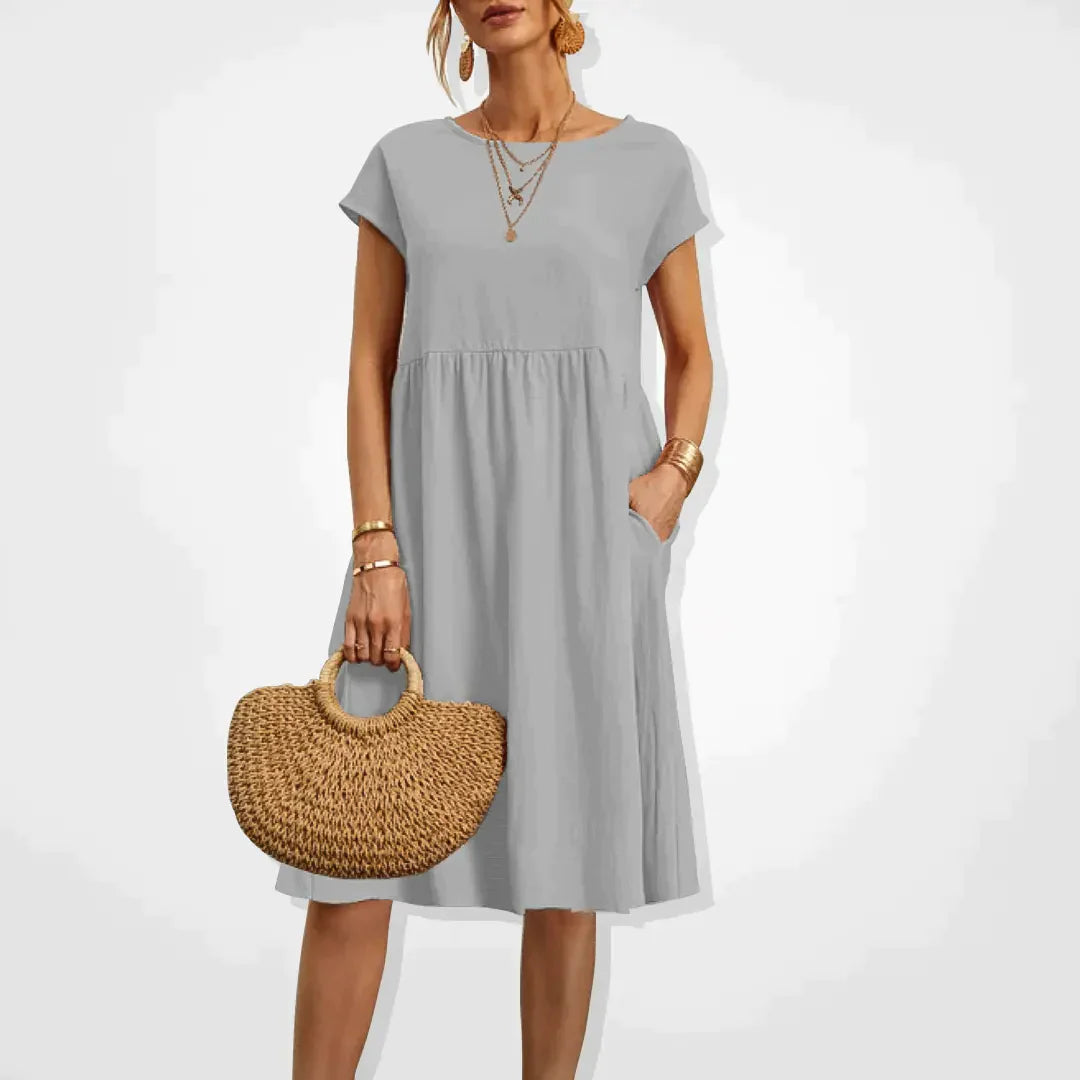 Midi Jurk Dames | Empire Taille & Handige Zakken