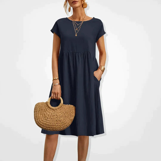 Midi Jurk Dames | Empire Taille & Handige Zakken
