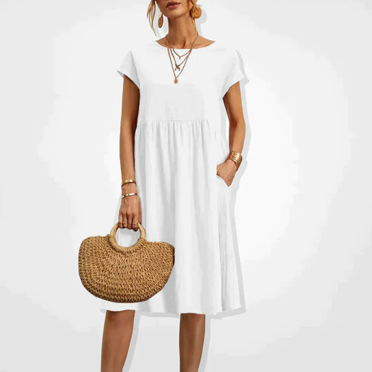 Midi Jurk Dames | Empire Taille & Handige Zakken
