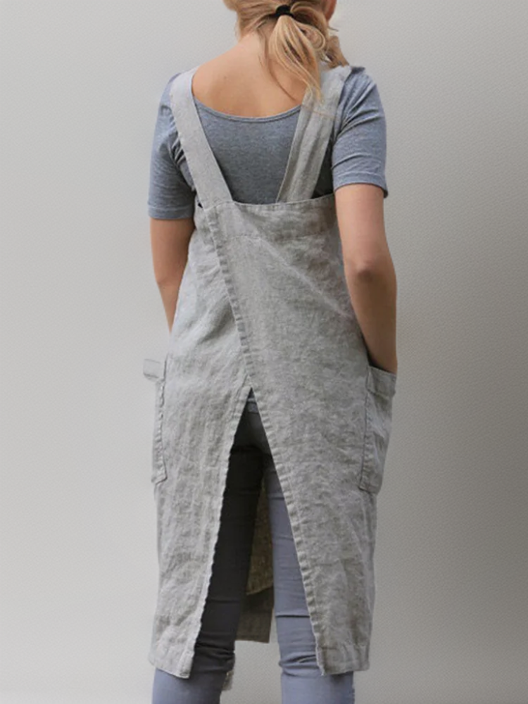 Midi Jurk Dames | Gekruiste Rug & Ruime Zakken voor Dagelijks Comfort