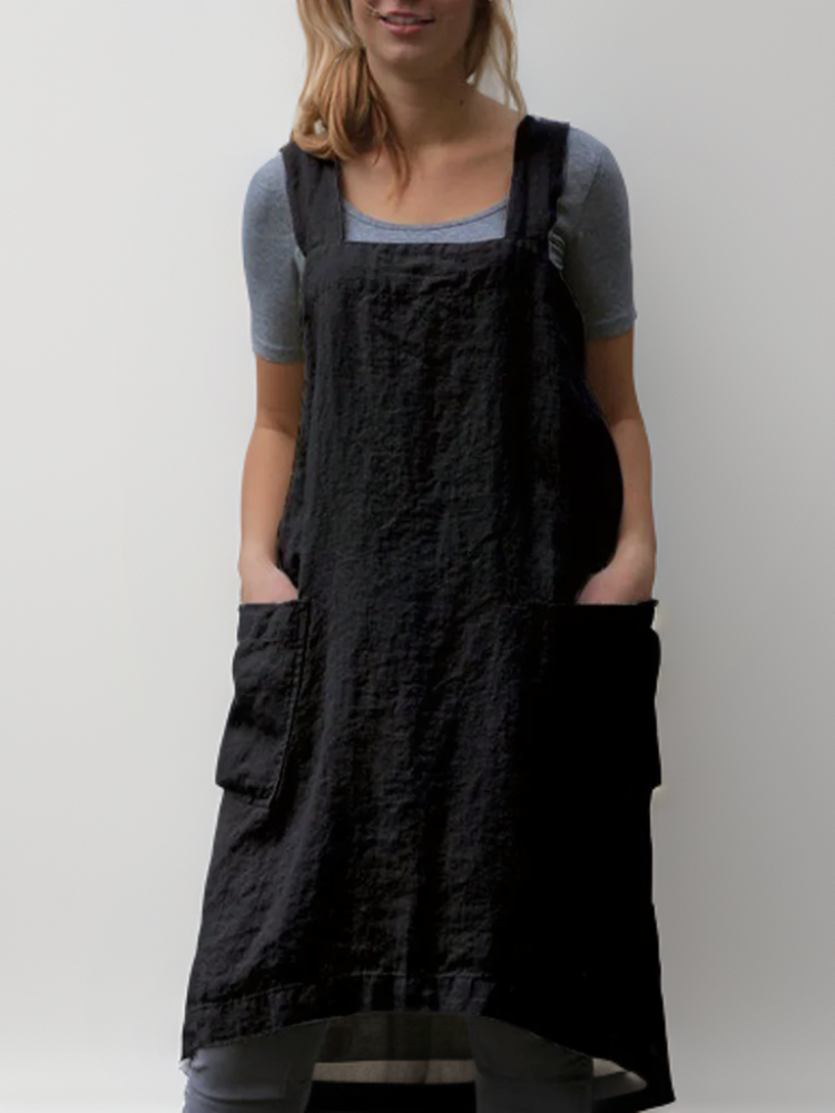 Midi Jurk Dames | Gekruiste Rug & Ruime Zakken voor Dagelijks Comfort
