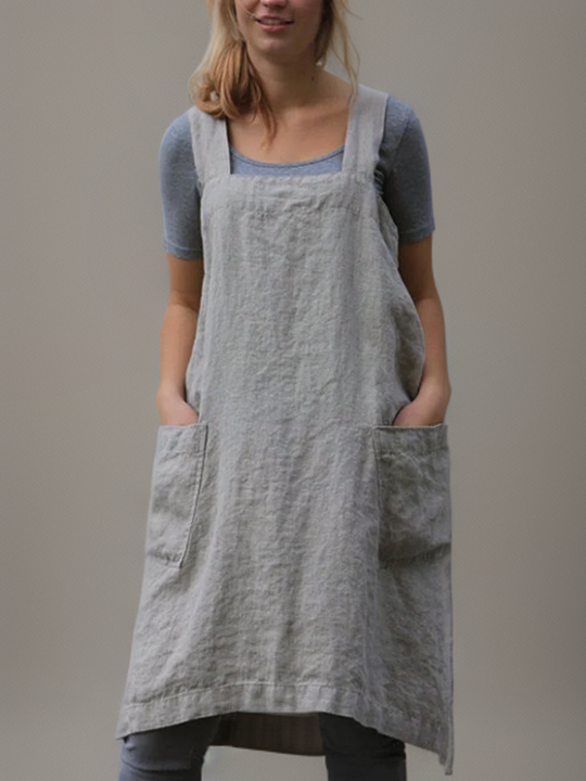 Midi Jurk Dames | Gekruiste Rug & Ruime Zakken voor Dagelijks Comfort