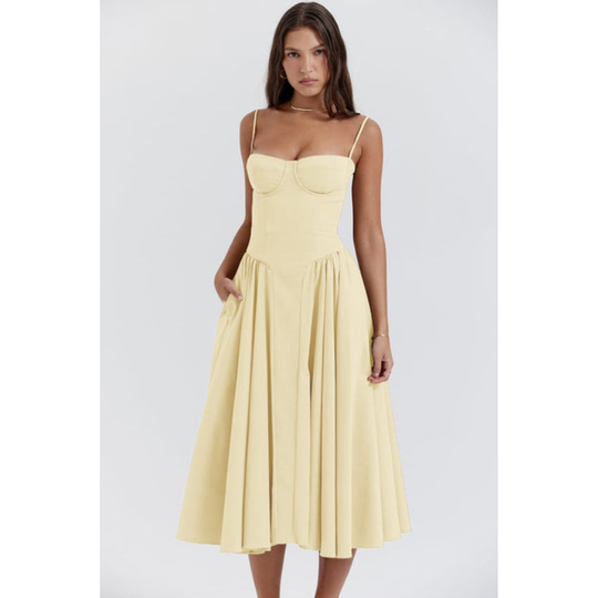 Midi Jurk Dames | Geplooide Rok & Romantisch Zomers Design