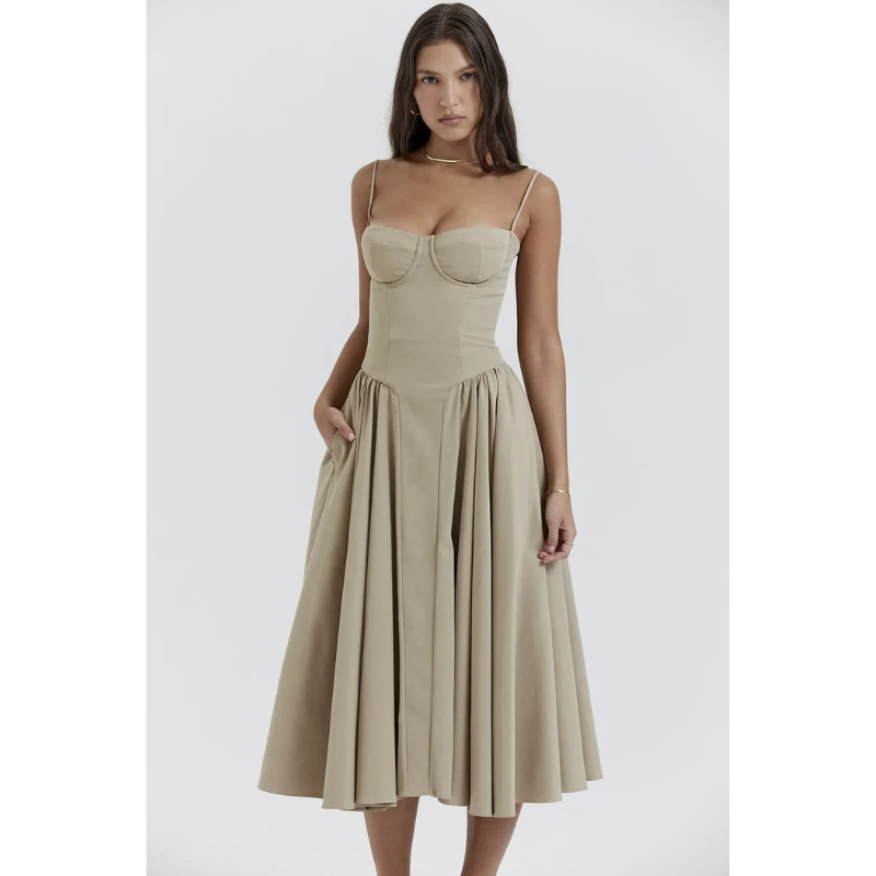 Midi Jurk Dames | Geplooide Rok & Romantisch Zomers Design