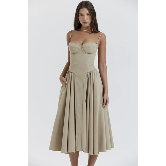 Midi Jurk Dames | Geplooide Rok & Romantisch Zomers Design