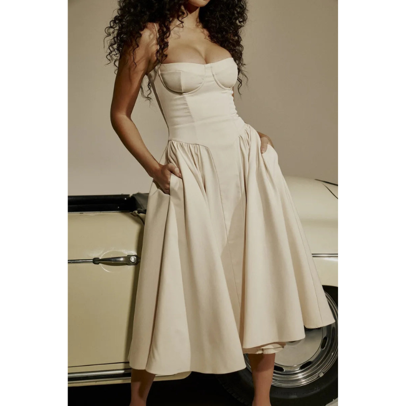 Midi Jurk Dames | Geplooide Rok & Romantisch Zomers Design