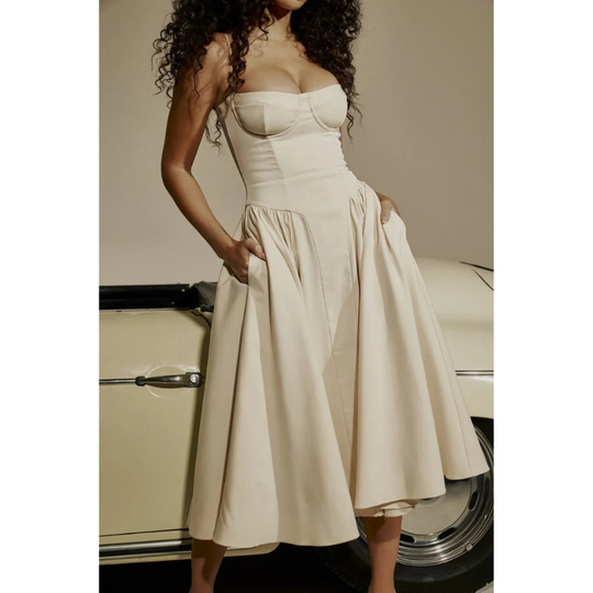 Midi Jurk Dames | Geplooide Rok & Romantisch Zomers Design